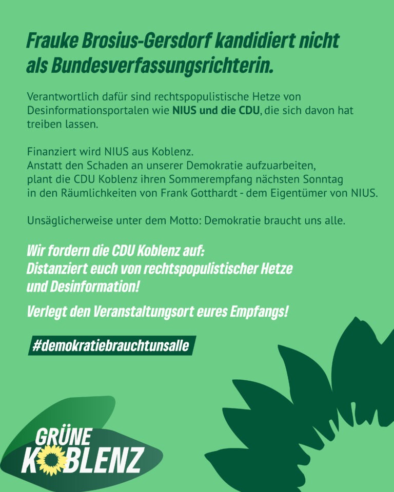 CDU Koblenz muss Sommerempfang bei NIUS-Financier Gotthardt absagen – klare Abgrenzung von rechter Desinformation gefordert